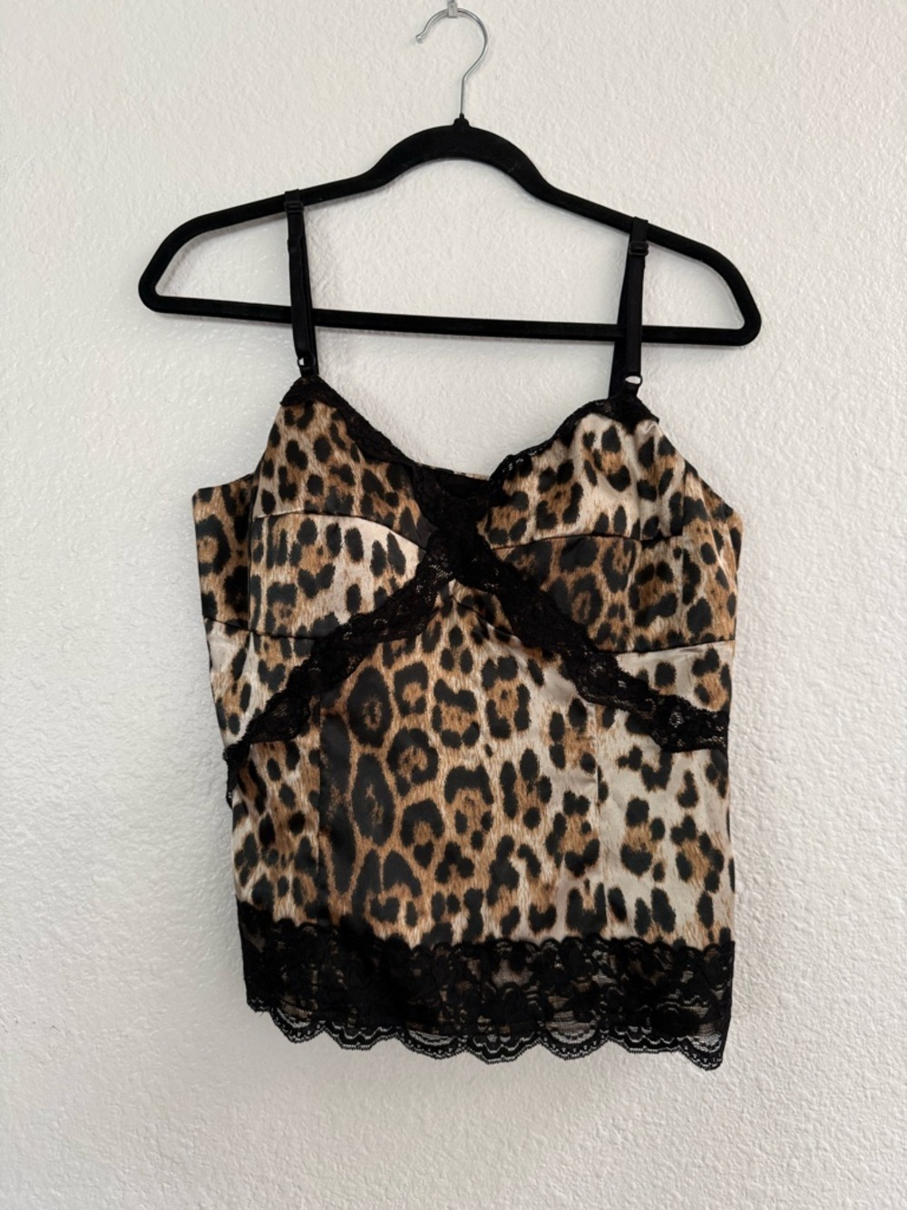Y2K Leopard Print Lace Trim Cami Tank Top